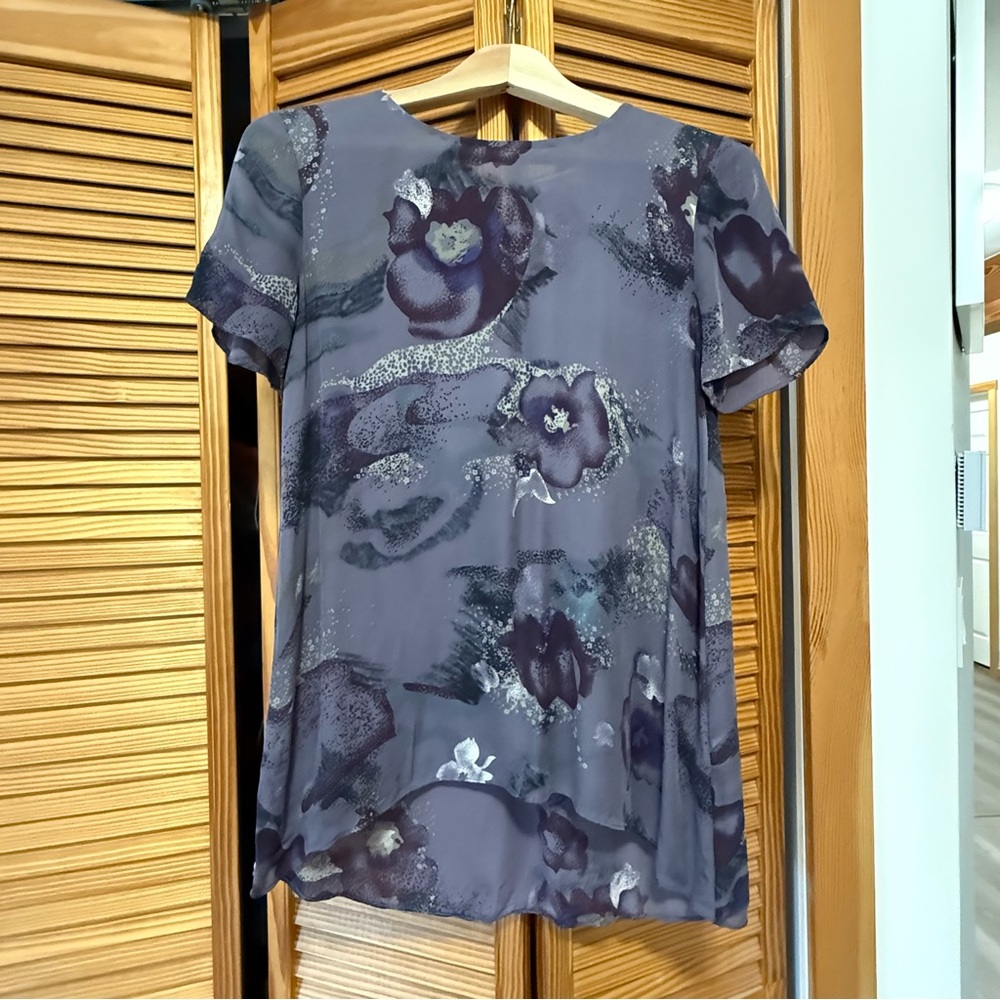 Wilfred 100% Silk Purple Floral Blouse
